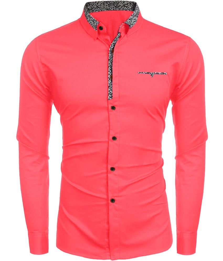     			WEBRIC Cotton Blend Regular Fit Full Sleeves Men's Formal Shirt - Fluorescent Pink ( Pack of 1 )