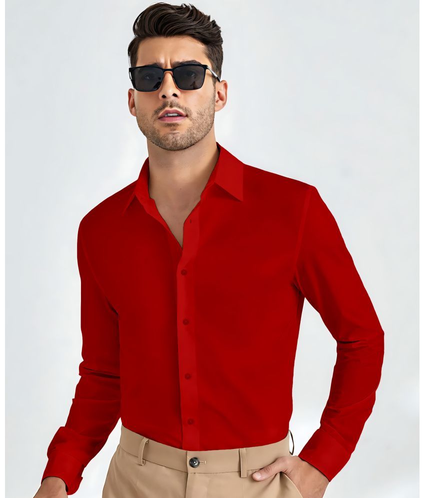     			WEBRIC Cotton Blend Regular Fit Full Sleeves Men's Formal Shirt - Red ( Pack of 1 )