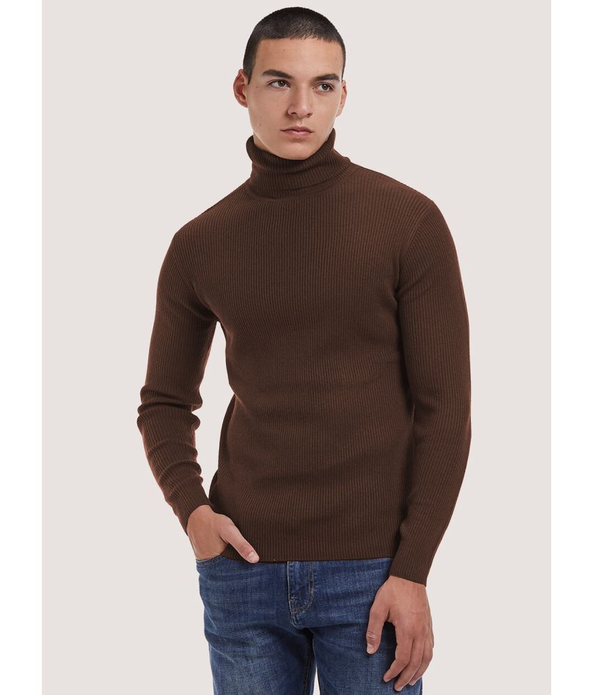     			clafoutis Lycra High Neck Men's Full Sleeves Pullover Sweater - Brown ( Pack of 1 )