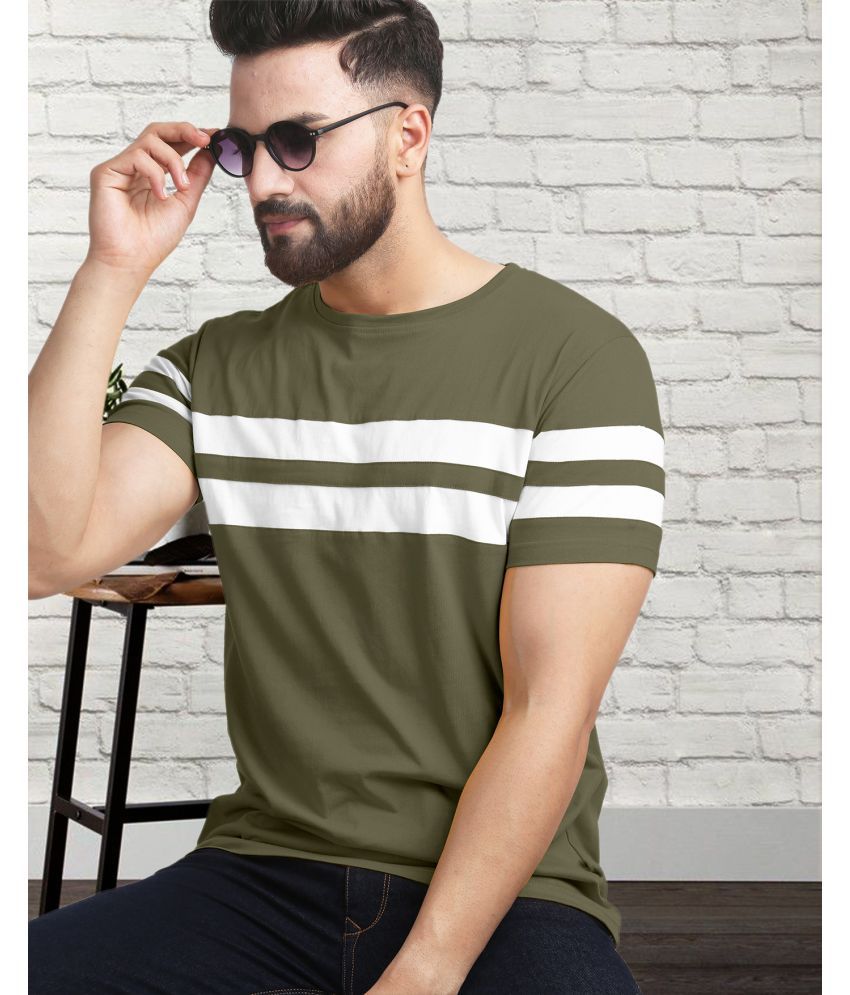     			AOOSH Cotton Blend Regular Fit Colorblock Half Sleeves Men's Round T-Shirt - Sea Green ( Pack of 1 )