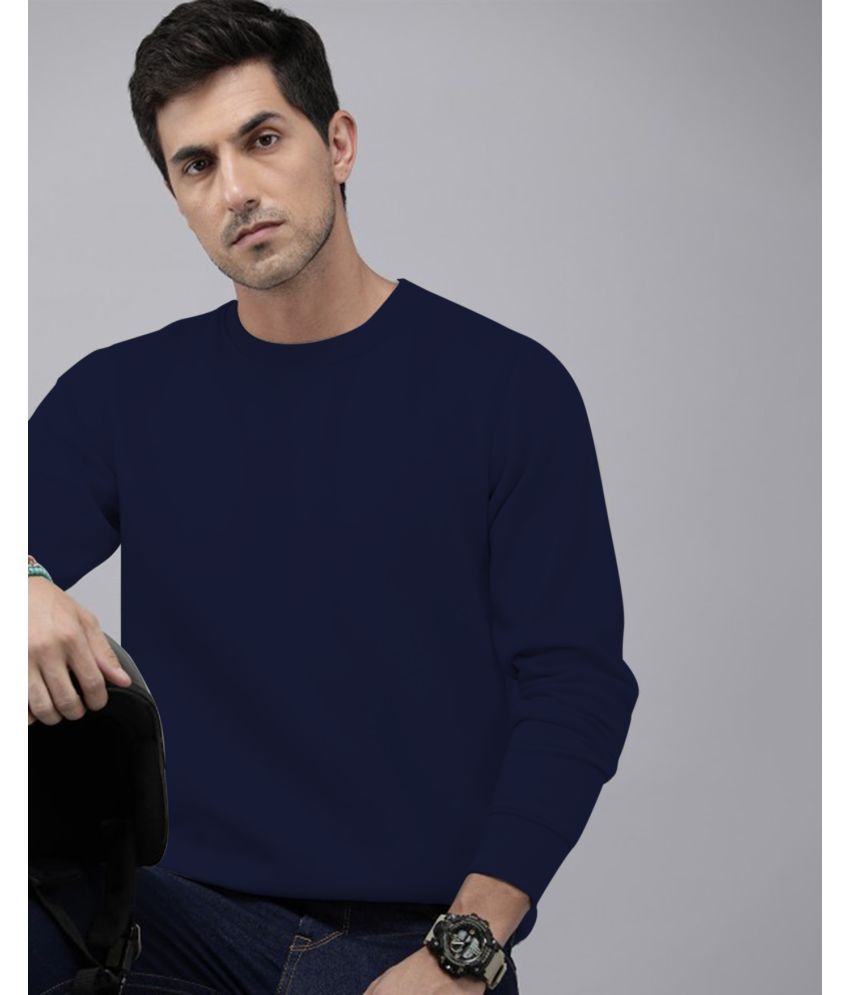     			AOOSH Fleece Round Neck Men's Sweatshirt - Navy Blue ( Pack of 1 )