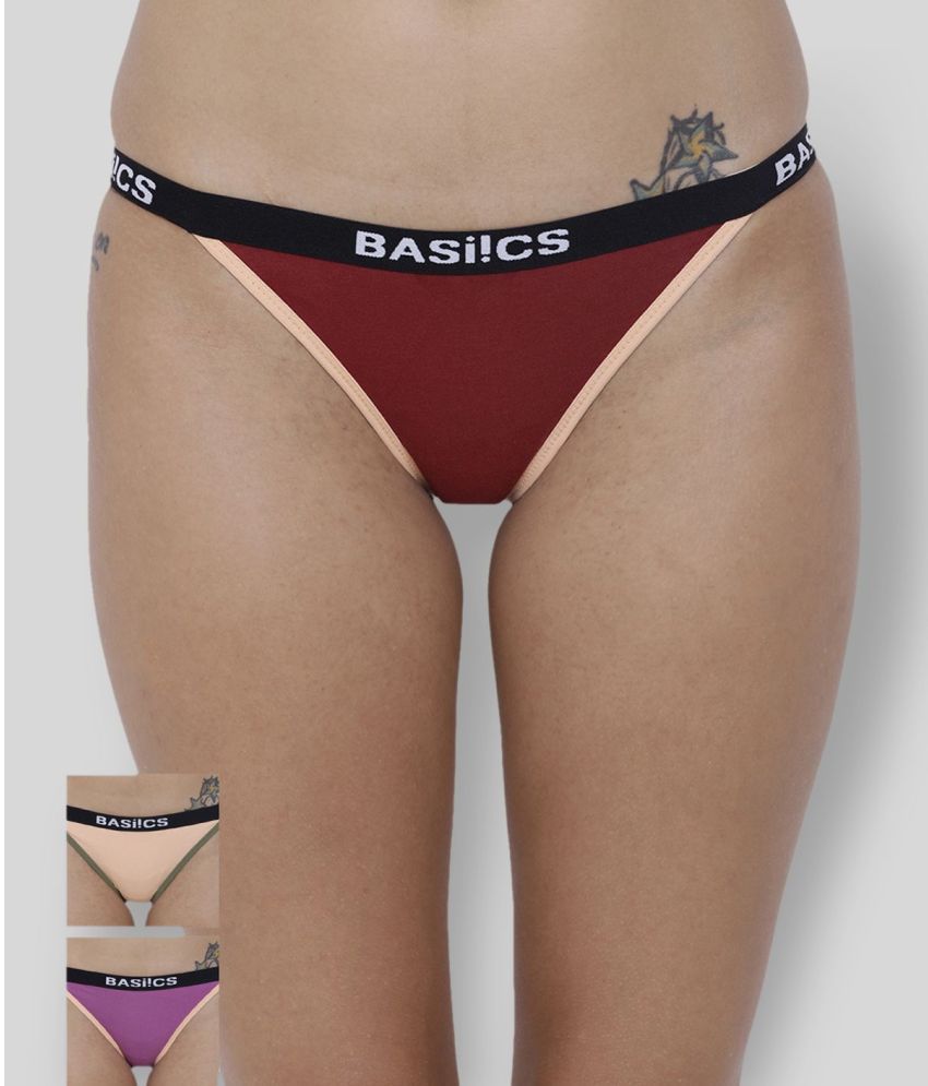     			BASIICS By La Intimo Pack of 3 Cotton Briefs For Women ( Multi Color )