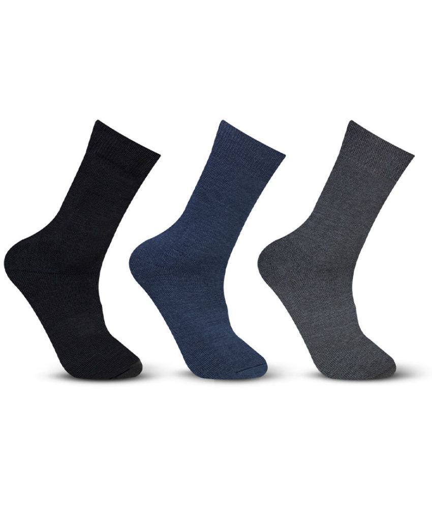     			Bonjour Retail Pack of 3 Men's Woollen Mid Length Socks ( Multicolor )