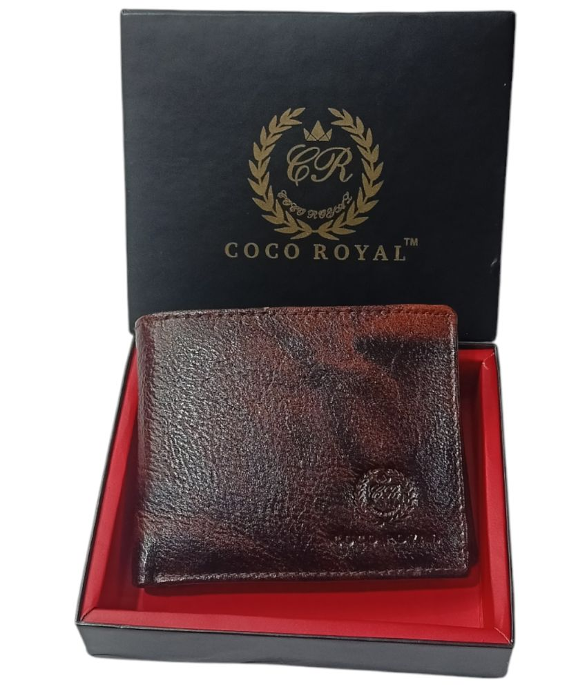     			COCO ROYAL 100% Leather Colorblock Men's Two Fold Wallet With 8 Slots For Card ( Brown , Pack of 1 )