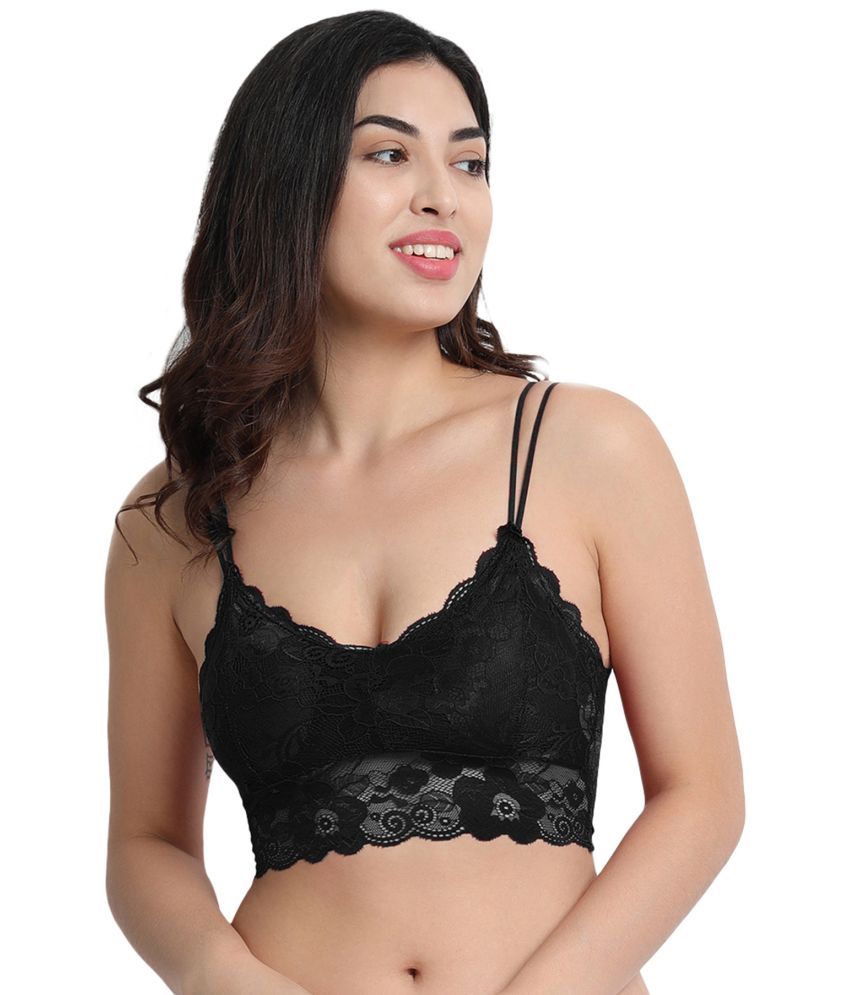     			Flenzy Pack of 1 Lace Heavily Padded Bralette Bra For Women ( Black )