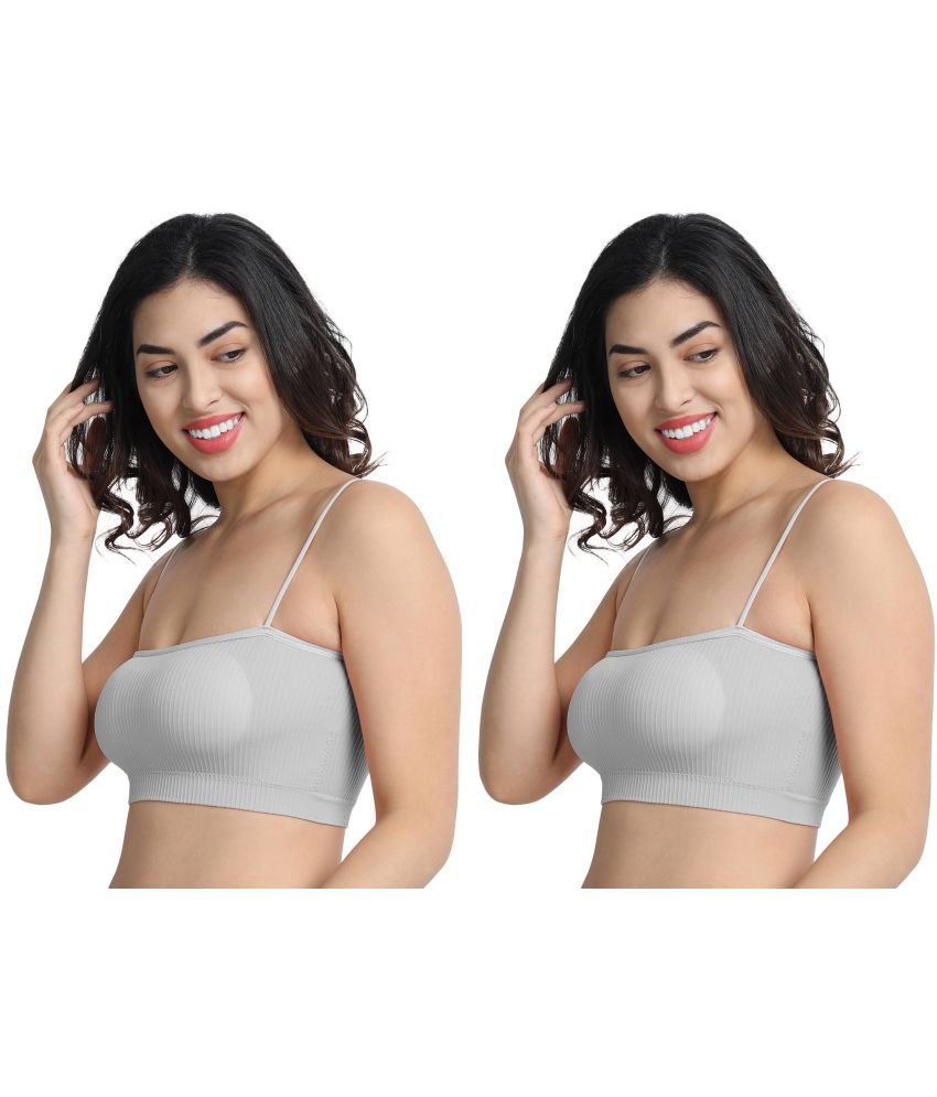     			Flenzy Pack of 2 Cotton Blend Removable Padding Everyday Bra For Women ( Grey Melange )