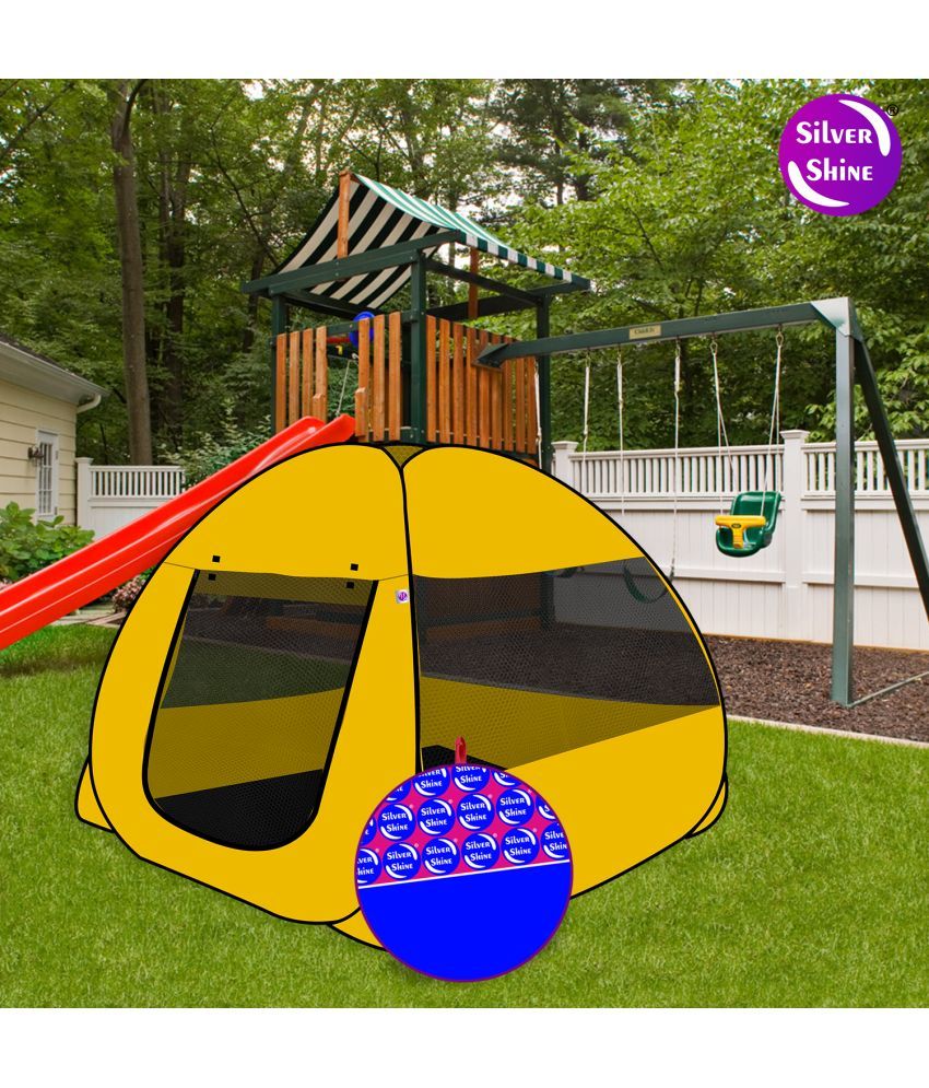     			Foldable Yellow Patterns Popup Kids Play Tent House