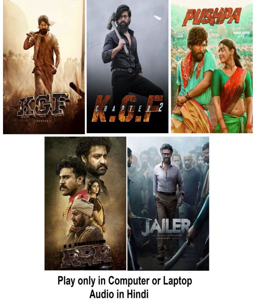     			KGF 1 & 2 , Pushpa , RRR , Jailer (5 Movies) in Hindi Play only in Computer & Laptop HD Quality without Poster