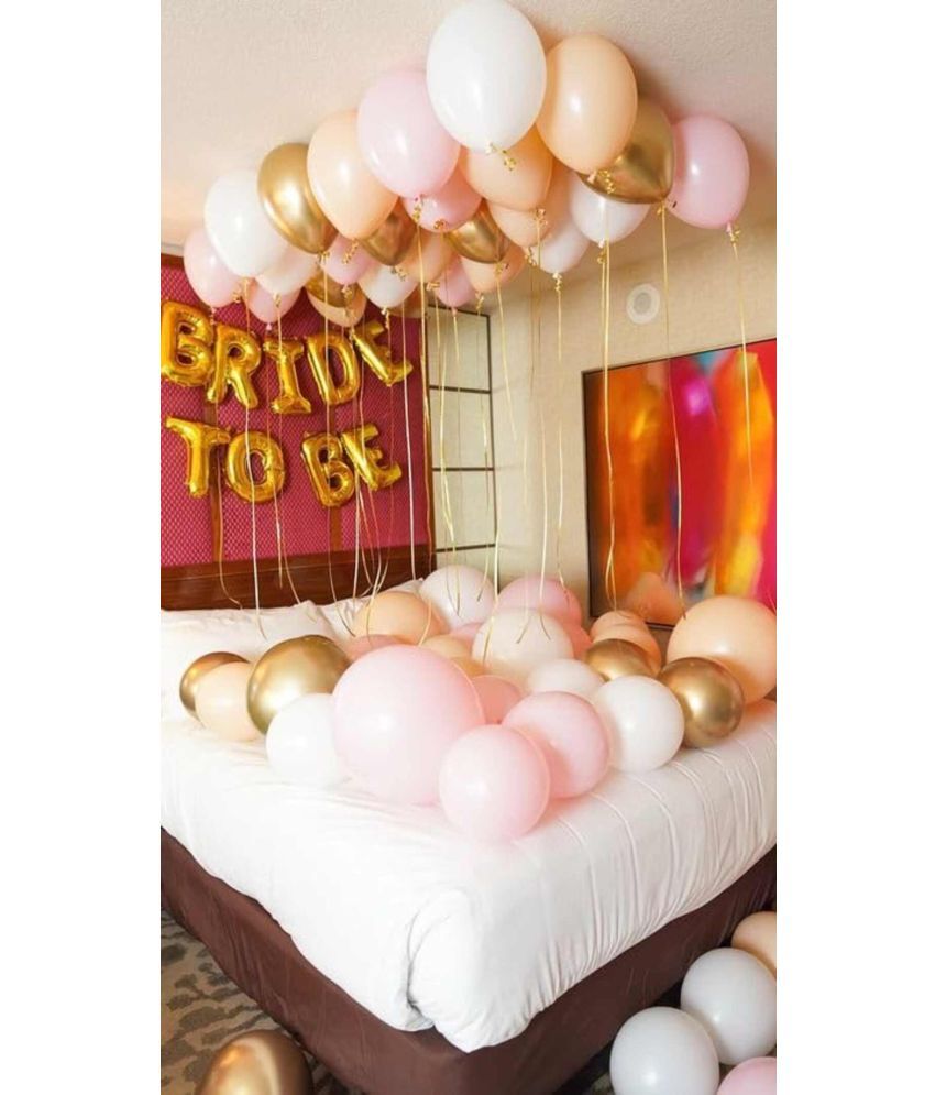     			PartyBooms Bride To Be Gold Decoration Item, 20 Each Gold, White Metallic Balloon Pack of 41