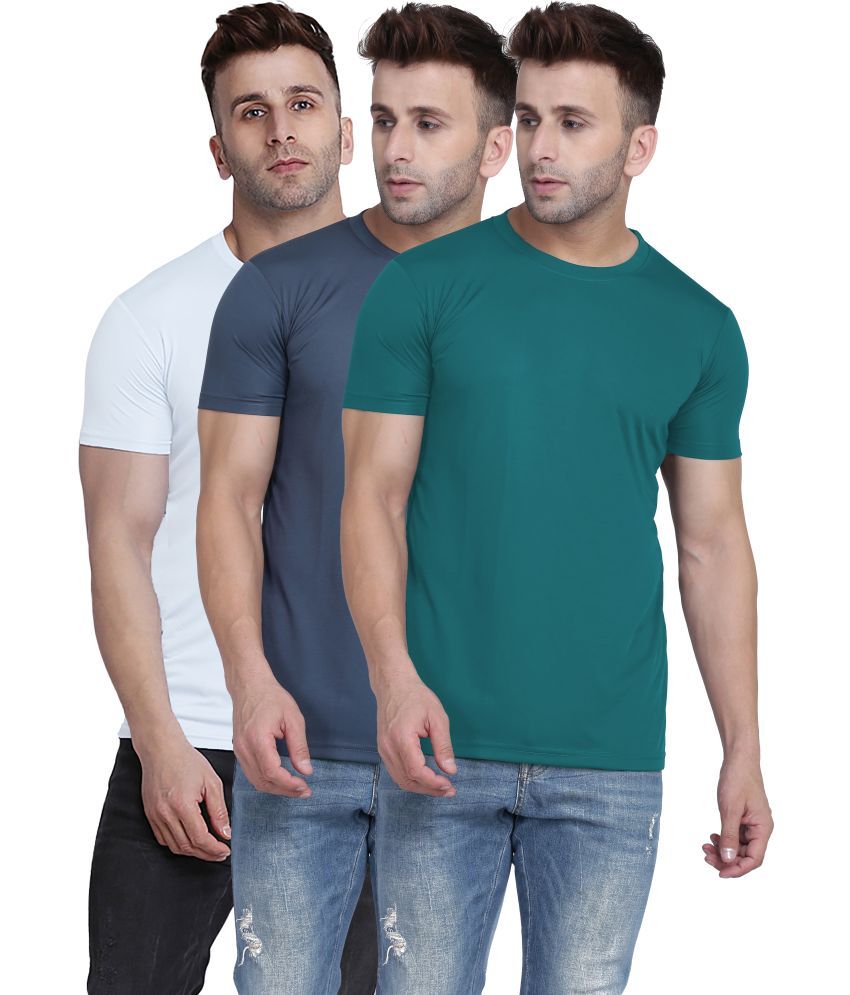     			TQH Polyester Slim Fit Solid Half Sleeves Men's Round T-Shirt - Multicolor1 ( Pack of 1 )