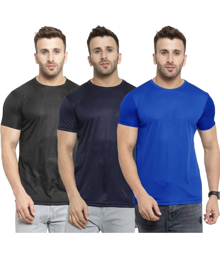     			TQH Polyester Slim Fit Solid Half Sleeves Men's Round T-Shirt - Multicolor4 ( Pack of 1 )