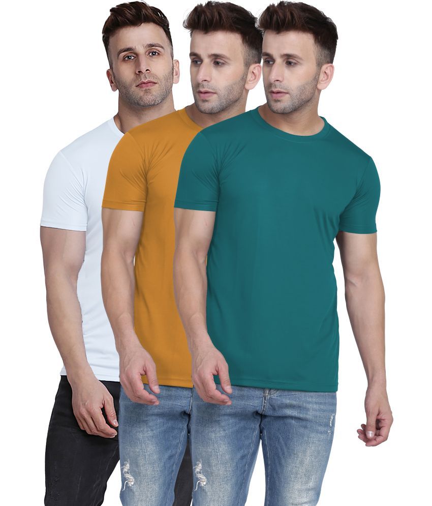     			TQH Polyester Slim Fit Solid Half Sleeves Men's Round T-Shirt - Multicolor14 ( Pack of 1 )