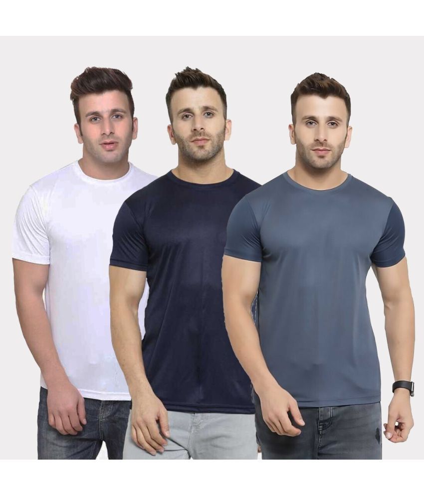     			TQH Polyester Slim Fit Solid Half Sleeves Men's Round T-Shirt - Multicolor15 ( Pack of 1 )