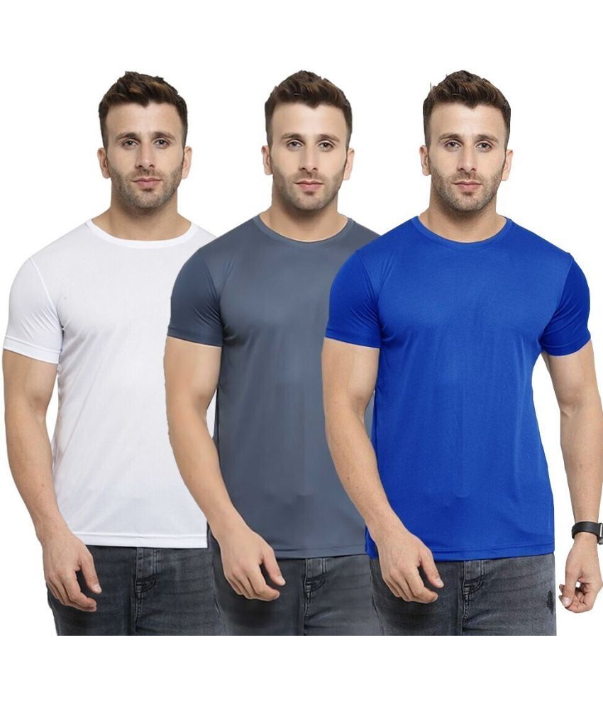     			TQH Polyester Slim Fit Solid Half Sleeves Men's Round T-Shirt - Multicolor9 ( Pack of 1 )