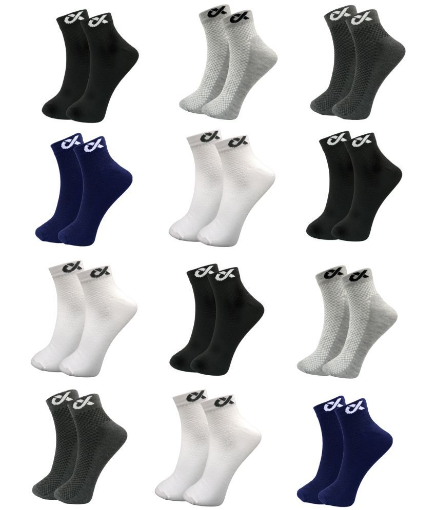     			XJARVIS Pack of 12 Men's Cotton Blend Ankle Length Socks ( Multicolor )