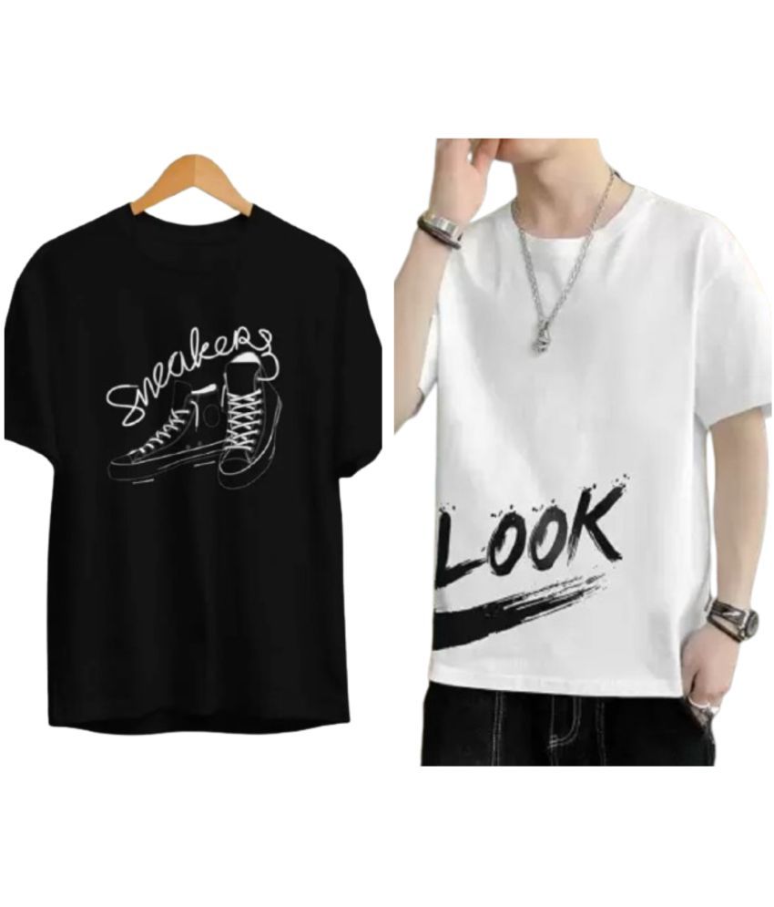     			attitude start of fashion Polyester Regular Fit Printed Half Sleeves Men's Round T-Shirt - White ( Pack of 2 )