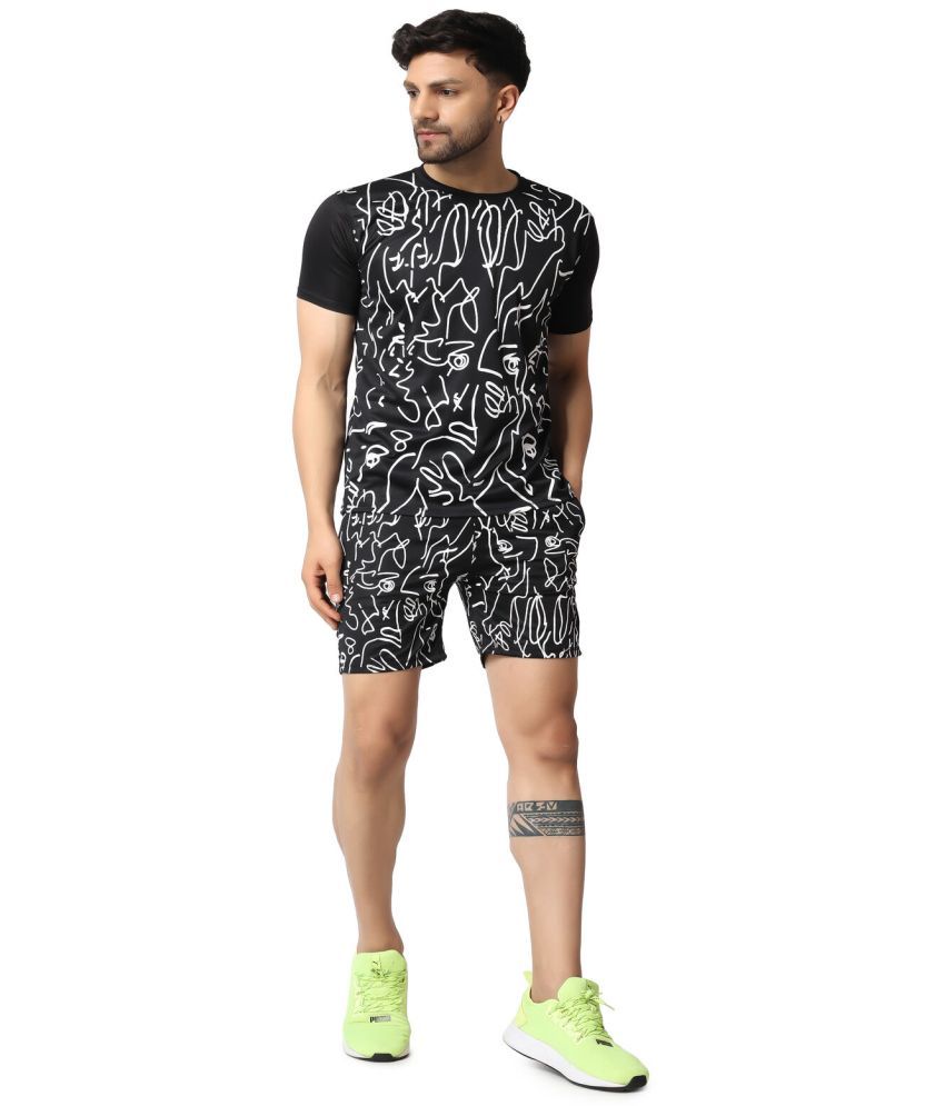     			yellow tree Men's T-shirt Shorts Co-Ords Set ( Pack of 1 , Black )