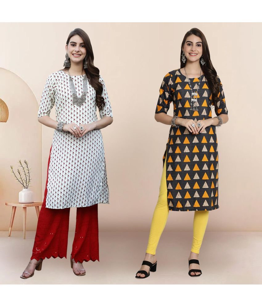     			1 Stop Fashion Pack of 2 Crepe Printed Straight Women's Kurti - ( Multicolor3 )