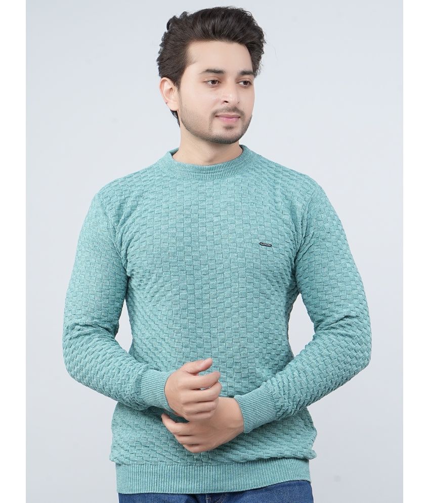     			FEVERFEW Cotton Blend Round Neck Men's Full Sleeves Pullover Sweater - Green ( Pack of 1 )