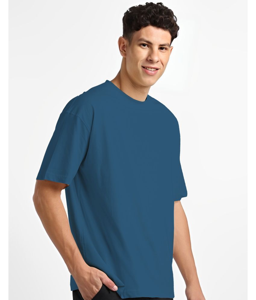     			GESPO Cotton Oversized Fit Solid Half Sleeves Men's Round T-Shirt - Teal ( Pack of 1 )