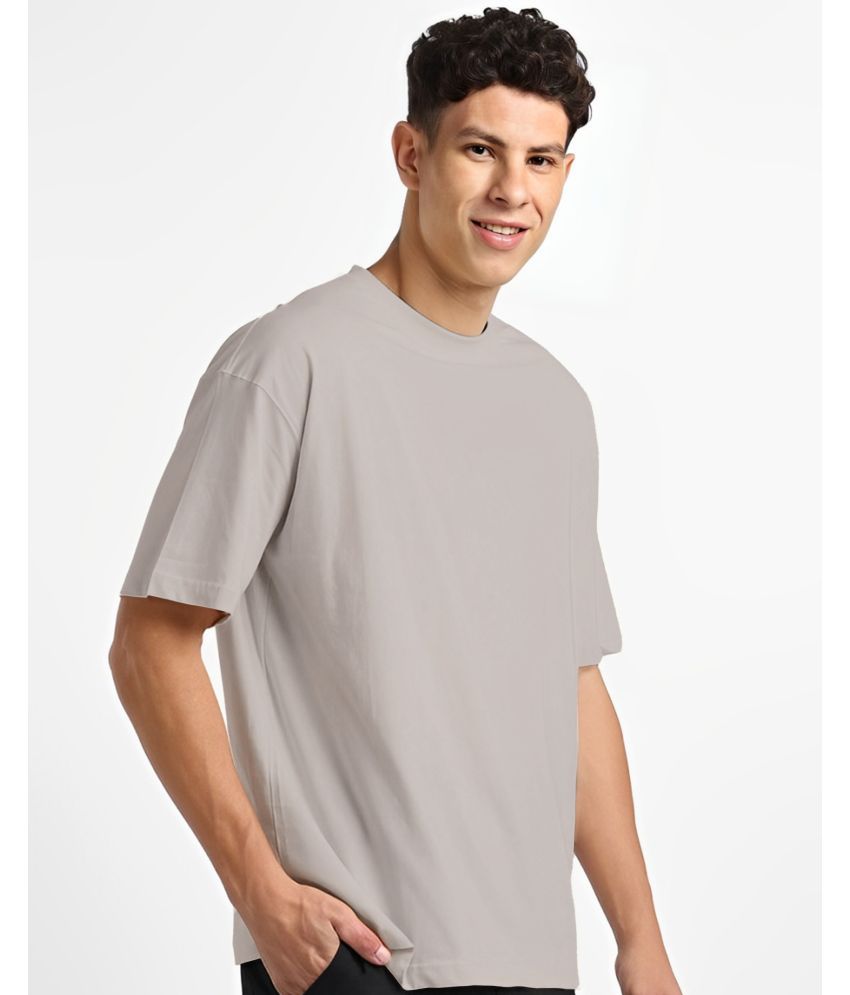     			GESPO Cotton Oversized Fit Solid Half Sleeves Men's Round T-Shirt - Grey ( Pack of 1 )