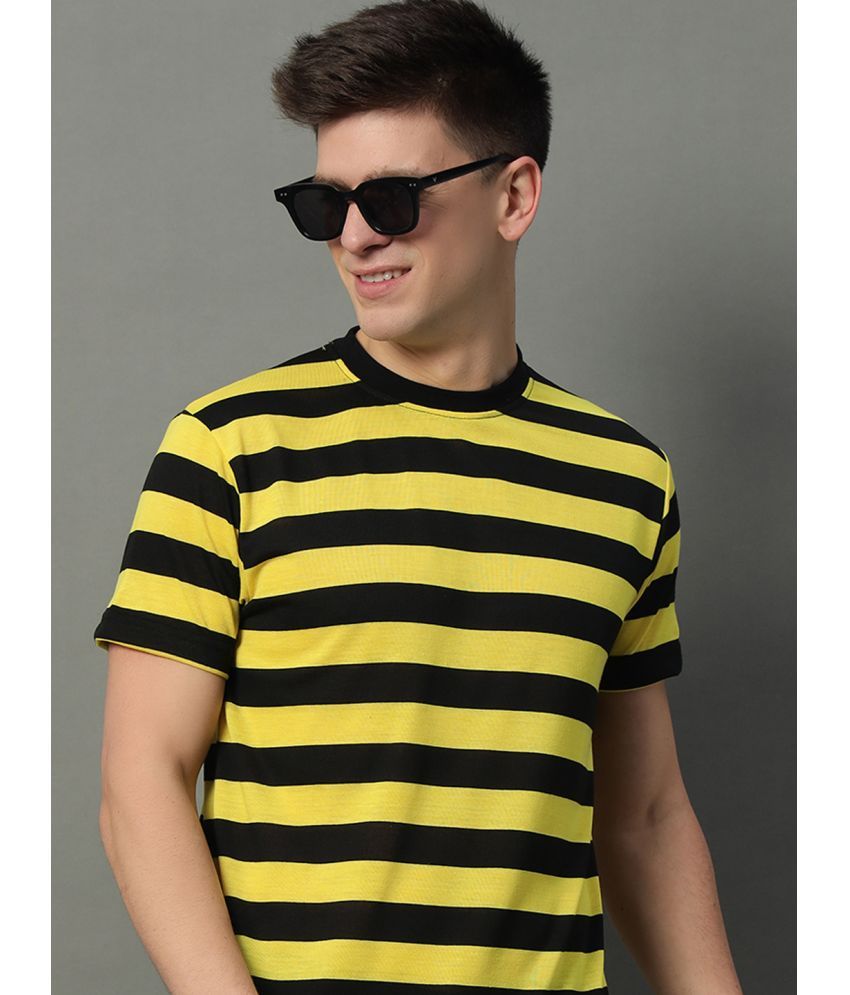     			GET GOLF Cotton Blend Regular Fit Striped Half Sleeves Men's Round T-Shirt - Yellow ( Pack of 1 )