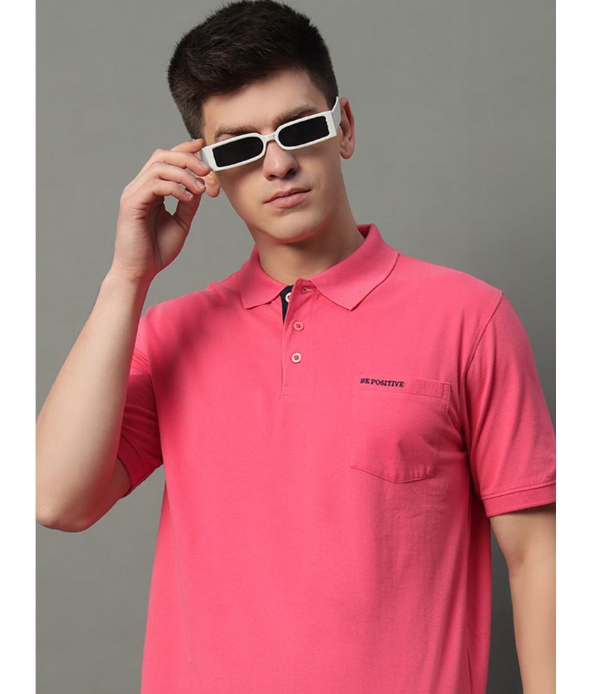     			GET GOLF Pack of 1 Cotton Blend Regular Fit Solid Half Sleeves Men's Polo T Shirt ( Pink )