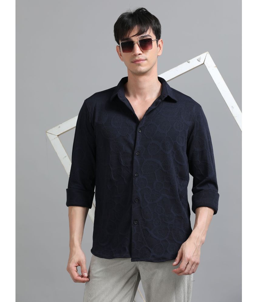     			Paul Street Polyester Relaxed Fit Self Design Full Sleeves Men's Casual Shirt - Navy ( Pack of 1 )