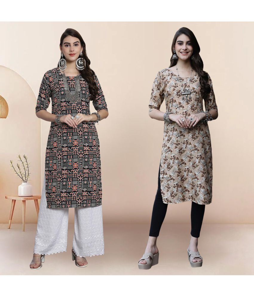     			1 Stop Fashion Pack of 2 Crepe Printed Straight Women's Kurti - ( Multicolor4 )