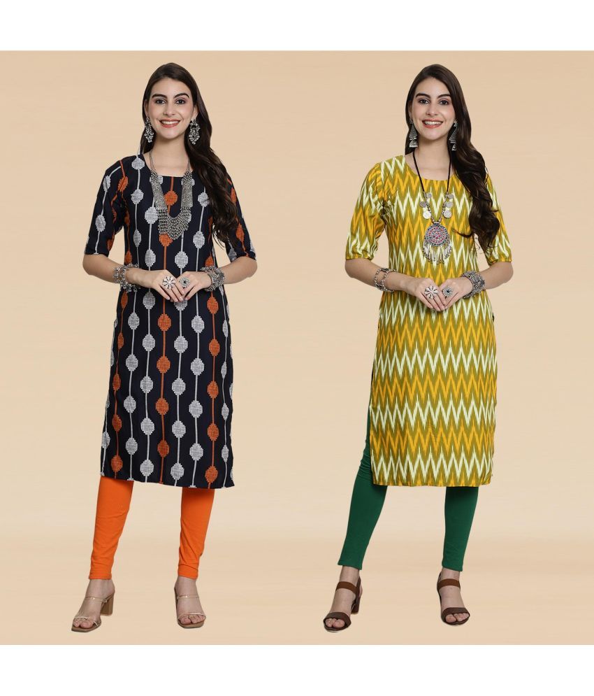     			Ethnicbasket Pack of 2 Crepe Printed Straight Women's Kurti - ( Multicolor1 )