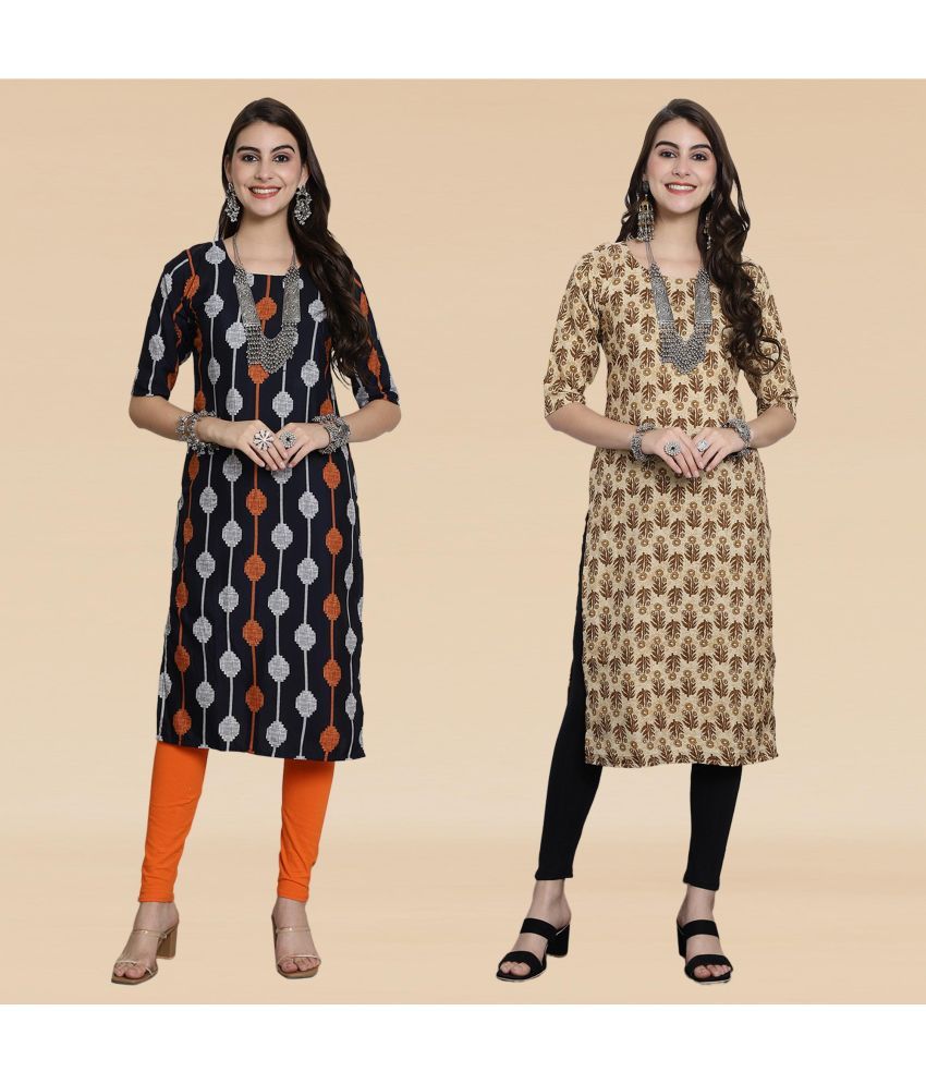     			Ethnicbasket Pack of 2 Crepe Printed Straight Women's Kurti - ( Multicoloured )