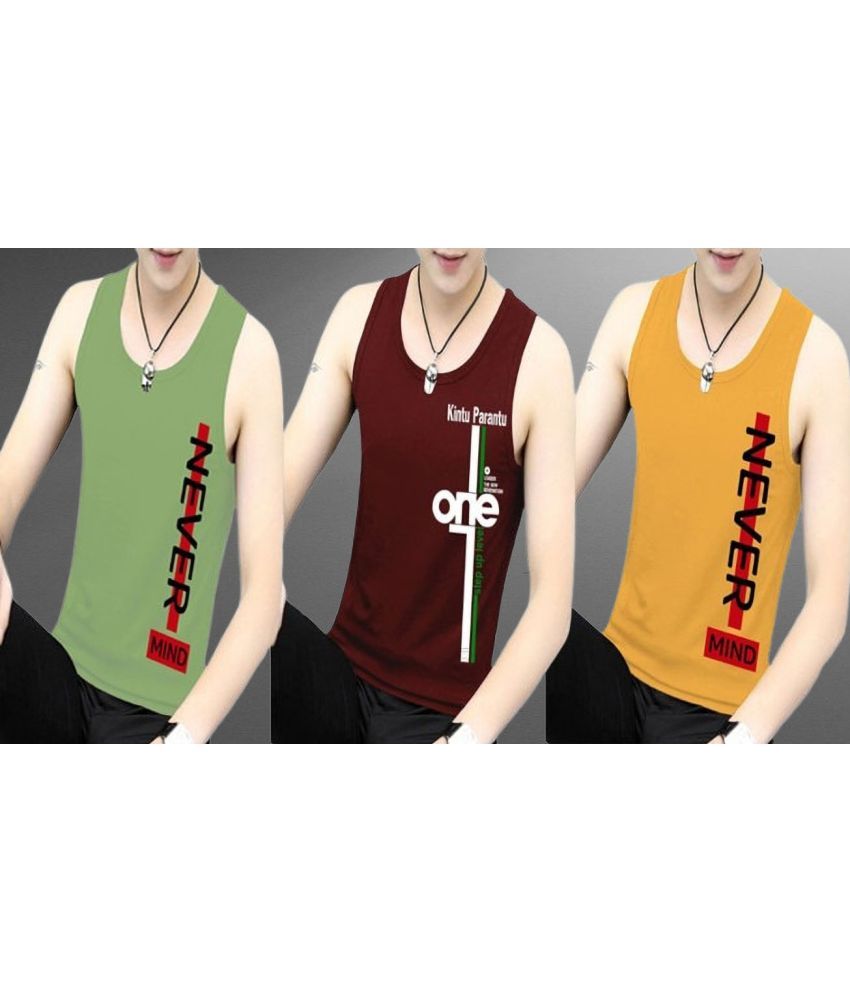     			Kintu Parantu Pack of 3 Polyester Gym Vest For Men ( Multicolor13 )