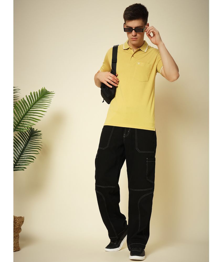     			UNIBERRY Pack of 1 Cotton Blend Regular Fit Solid Half Sleeves Men's Polo T Shirt ( Yellow )