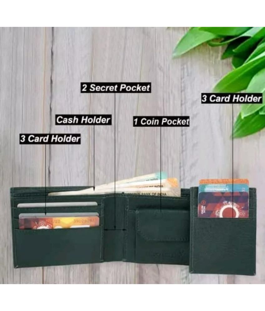     			Classic World PU Printed Men's RFID Wallet With 10 Slots For Card ( Green , Pack of 1 )