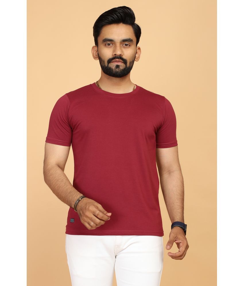     			FABRIPPLE 100% Cotton Regular Fit Solid Half Sleeves Men's Round T-Shirt - Red ( Pack of 1 )