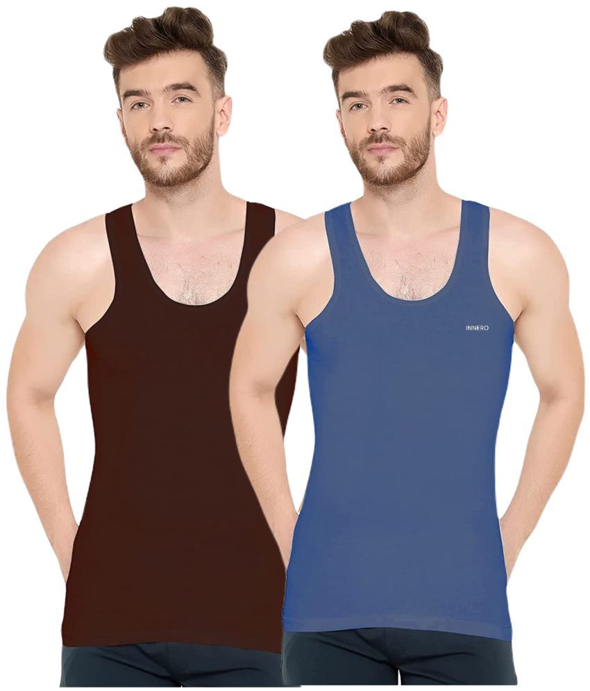     			INNERO Pack of 2 Cotton Basic Vest For Men ( Multicolor )