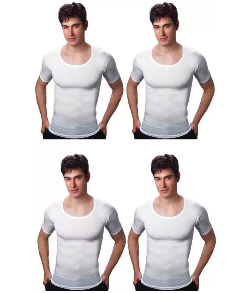     			INNERO Pack of 4 Cotton Basic Vest For Men ( White )