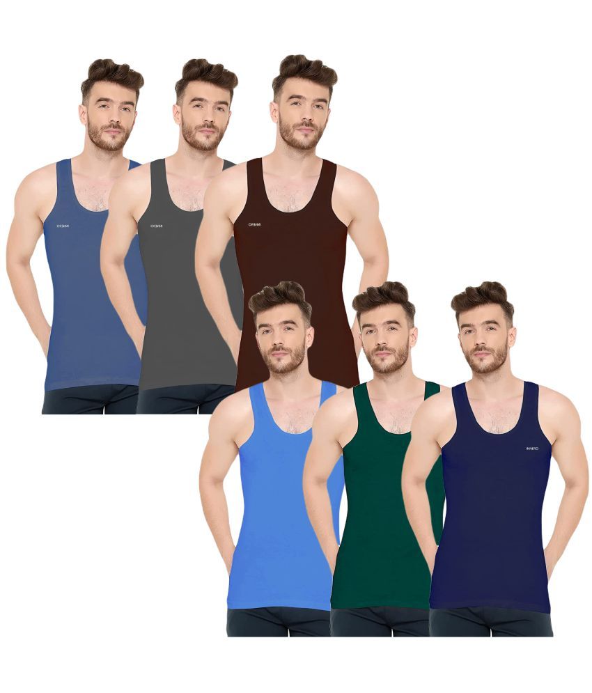     			INNERO Pack of 6 Cotton Basic Vest For Men ( Multicolor )