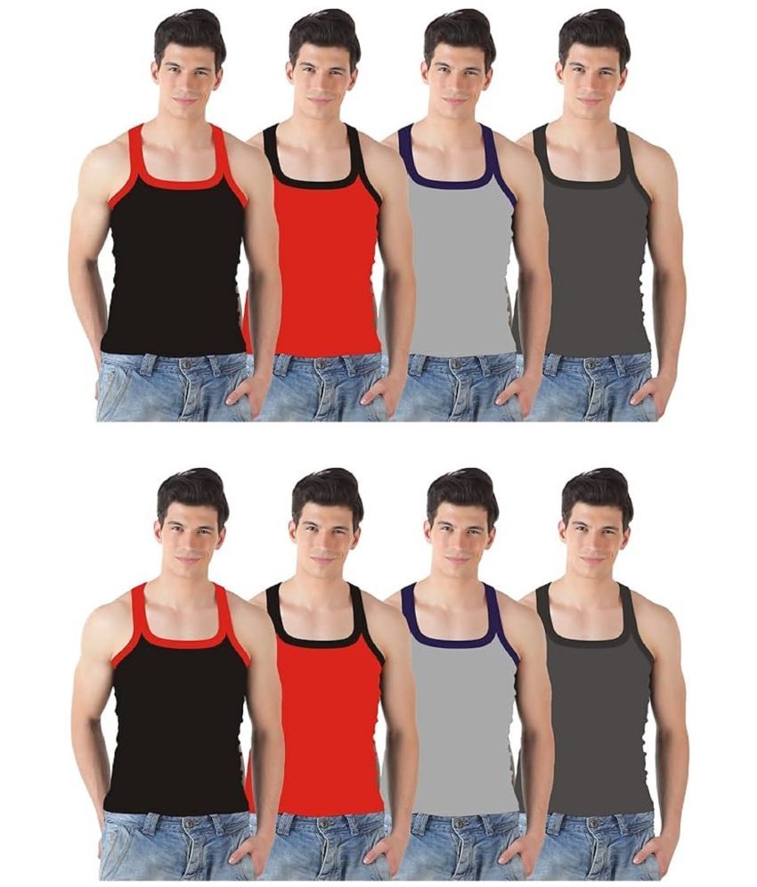     			INNERO Pack of 8 Cotton Basic Vest For Men ( Multicolor )