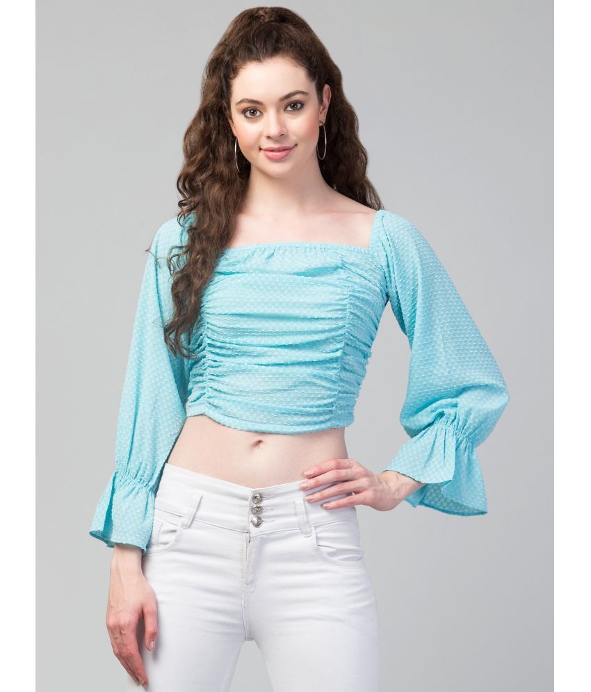     			Kulfi Light Blue Crepe Women's Regular Top ( Pack of 1 )