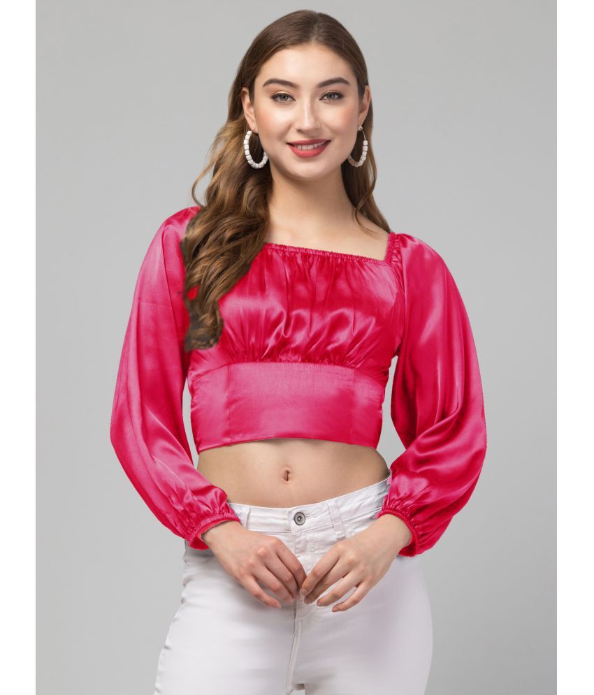     			Kulfi Pink Satin Women's Crop Top ( Pack of 1 )