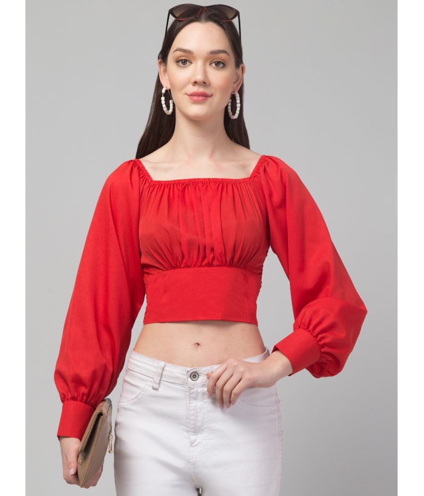     			Kulfi Red Crepe Women's Crop Top ( Pack of 1 )