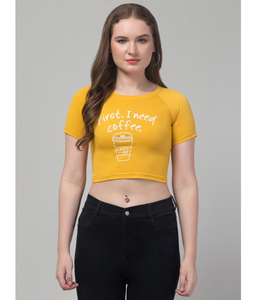     			Kulfi Yellow Cotton Blend Women's Crop Top ( Pack of 1 )