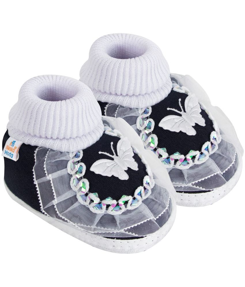     			Neska Moda - Black Booties For Baby Girl 0-6 Months ( Pack of 1 )