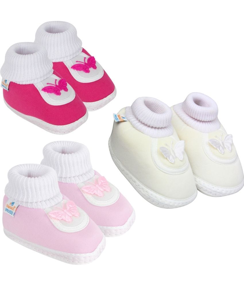     			Neska Moda - MultiColor  Booties For Baby Boy & Baby Girl 6-12 Months ( Pack of 3 )