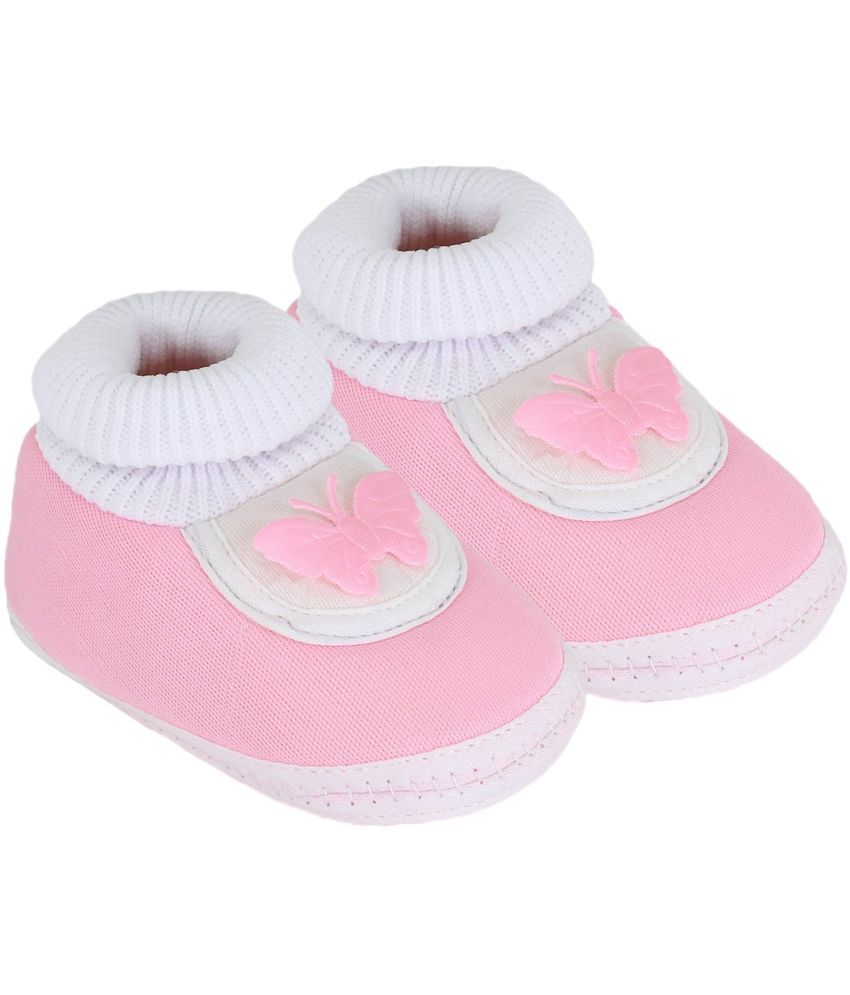     			Neska Moda - Pink Booties For Baby Girl 0-6 Months ( Pack of 1 )