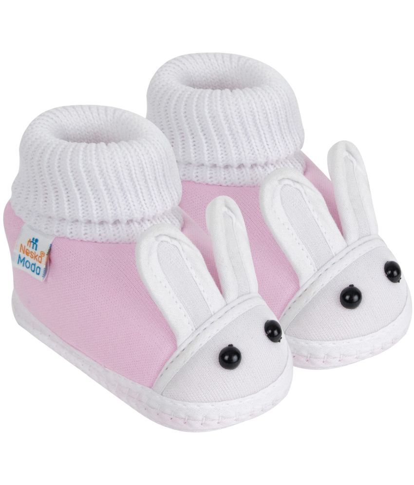     			Neska Moda - Pink Booties For Baby Boy & Baby Girl 12-18 Months ( Pack of 1 )