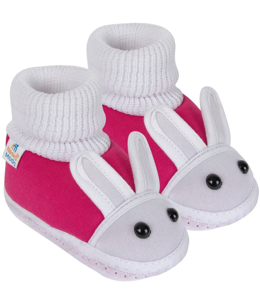     			Neska Moda - White Booties For Baby Boy & Baby Girl 0-6 Months ( Pack of 1 )