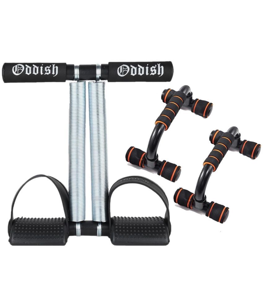     			ODDISH; way to fitness Tummy Trimmer Double Spring With Push-Up Bar Combo Pack For Men & Women - Ab Exercise Equipement, Abdominal Workout For Home & Gym Use - Stomach, Abs, Belly Exercise, Black