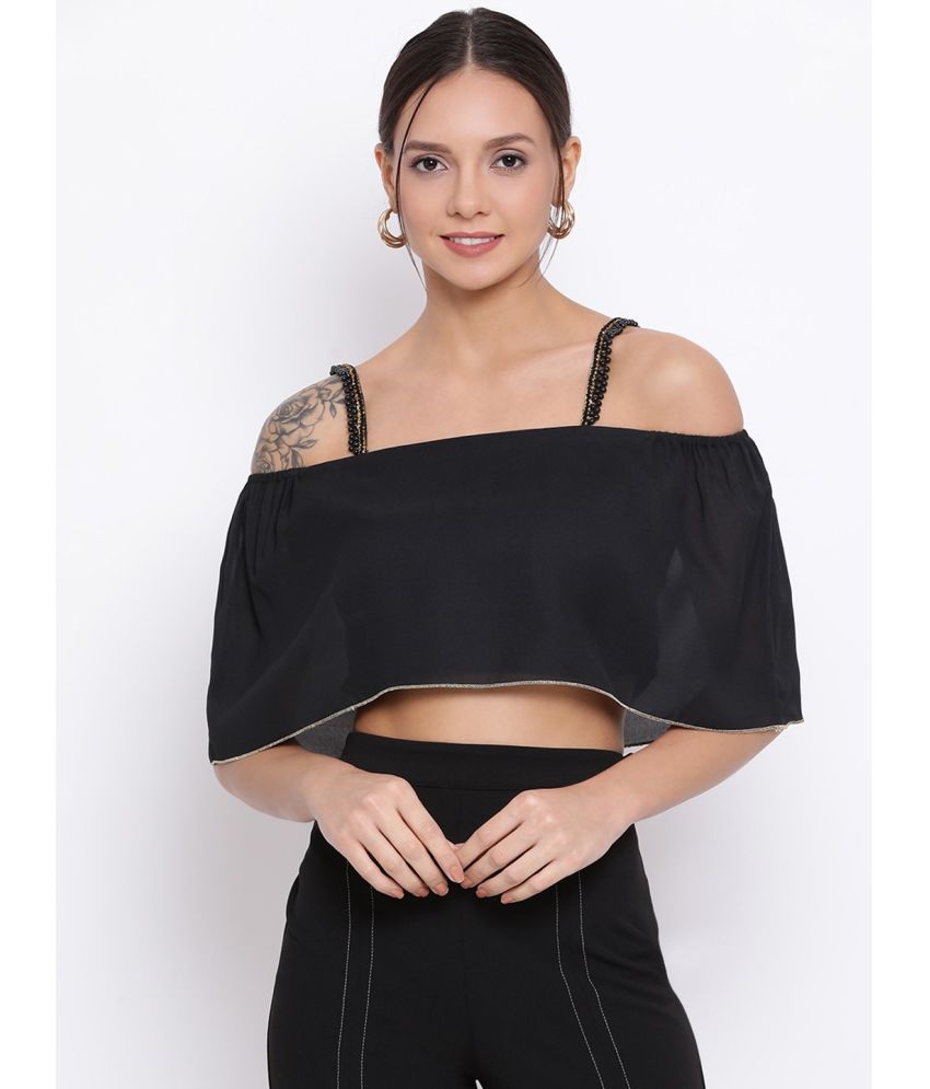     			OTIRA Black Crepe Women's Crop Top ( Pack of 1 )